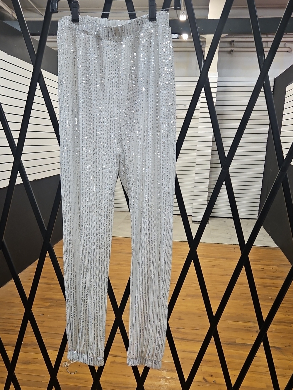 Source Unknown Silver Sequin Jogger Pants